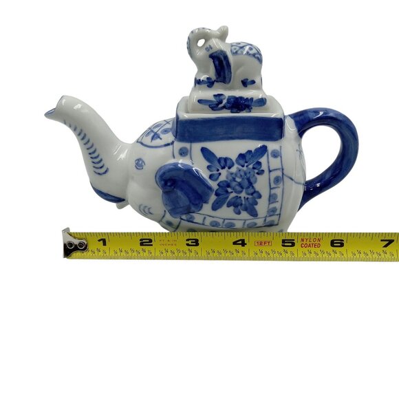 Elephant Teapot Blue & White Decorative Ceramic Decor Not for Food or Drink - Picture 9 of 12